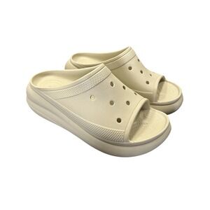 Crocs CRUSH Beige Comfort Open Toe Slides Platform Sandals, Men 10 Womens 12 EUC